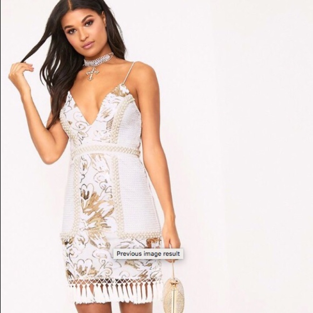 White embellished mini dress